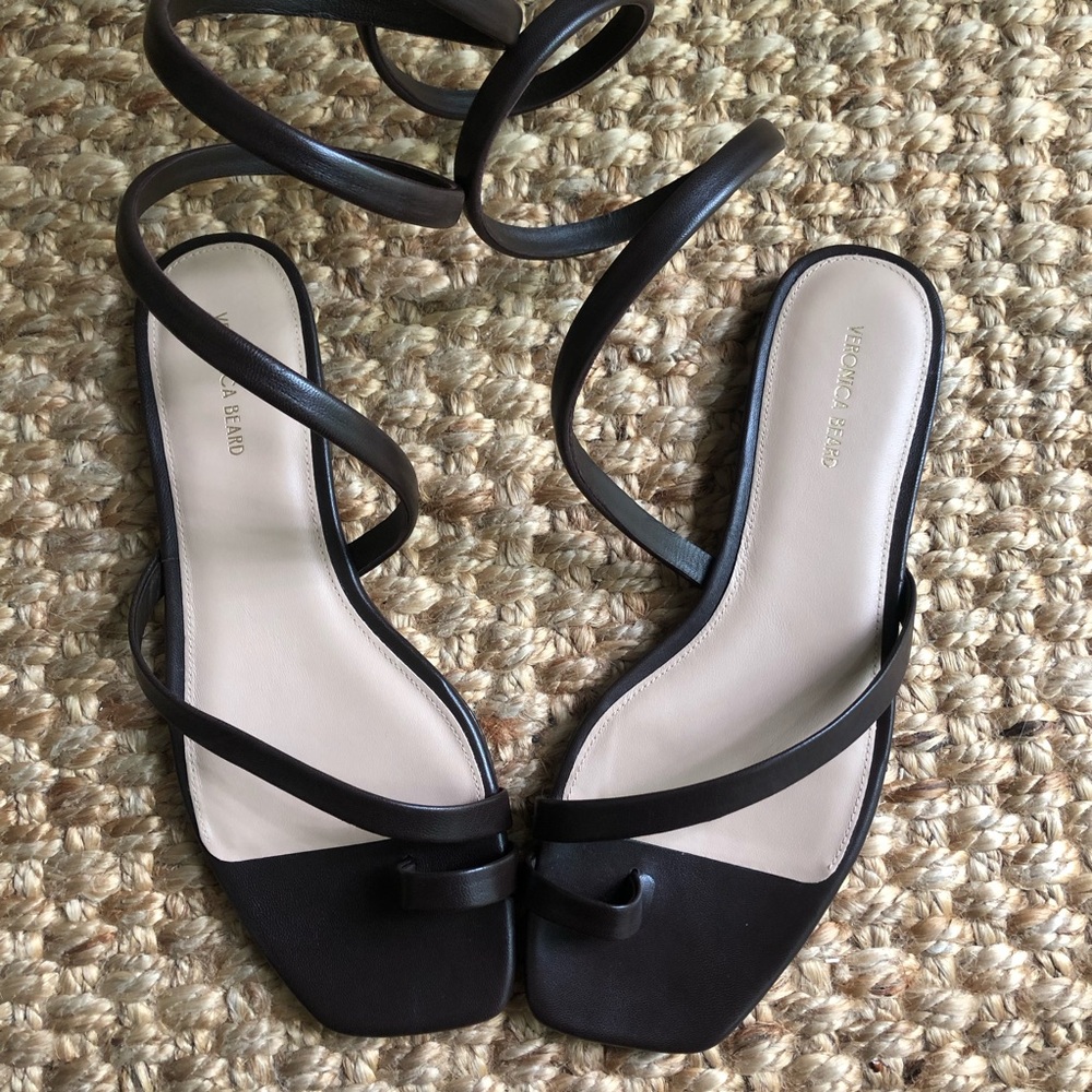 New: Veronica Beard Allura Leather Sandal in Deep Brown. Size 10 - Picture 7 of 15